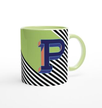 Alphabet Initial Letter Ceramic Mug Coffee Cup Green, 3 of 3