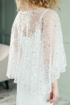 Beaded Bridal Capelet | Wedding Dress Cape, 4 of 10