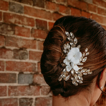 Cressida White Flower Bridal Hair Comb, 2 of 5