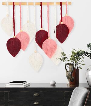 Dark Red And Pink Leaf Wall Hanging Tapestry Décor, 5 of 7
