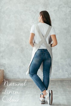 Red Linen Pinafore Apron For Women | Japanese Cross Back Smock, 9 of 12