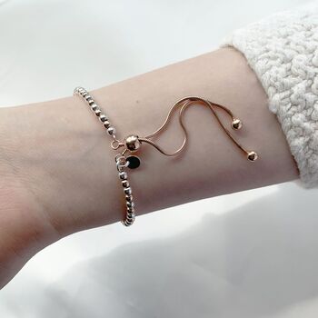Sterling Silver And Rose Gold Ball Slider Bracelet, 2 of 4