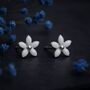 Girls Sterling Silver White Daisy Flower Stud Earrings, thumbnail 5 of 6