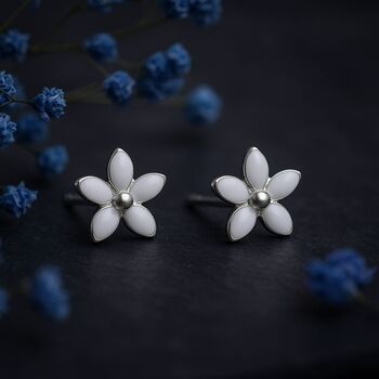 Girls Sterling Silver White Daisy Flower Stud Earrings, 5 of 6