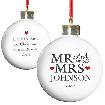 'Mr And Mrs' Personalised Bauble, 2 of 4