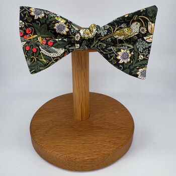 Liberty Self Tie Bow Bow Tie In Dark Green Strawberry Thief, 3 of 3