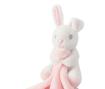 Personalised Pink Bunny Plush Rattle Comforter Blanket, 2 of 8