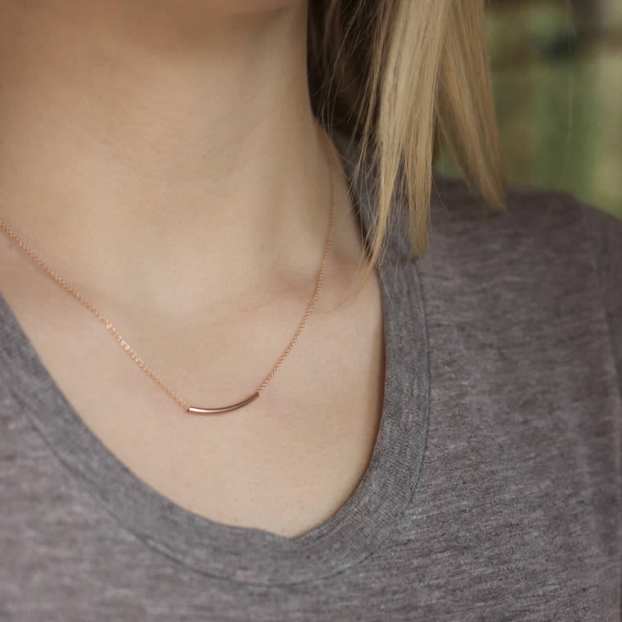 rose gold curve bar necklace by fawn and rose | notonthehighstreet.com