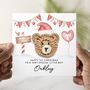 Personalised Crochet Bear Little Baby Boy 1st Christmas Card, thumbnail 1 of 4