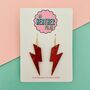Red Glitter Lightning Bolt Earrings Small And Large, thumbnail 1 of 2