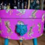 Pink Tiger Round Wooden Side Table With Drawer, thumbnail 6 of 7