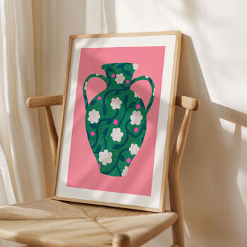 Flowers In Vase Art Print Green, 3 of 5