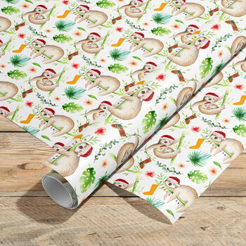 Christmas Sloth Gift Wrapping Paper Roll Or Folded, 2 of 3