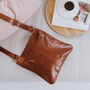 Leather Crossbody Messenger Bag, Tan, thumbnail 4 of 6