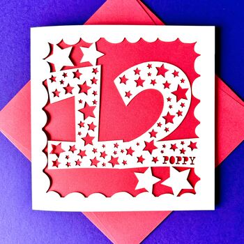 Personalised Stars Age Twelve Birthday Card, 2 of 4