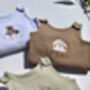 Safari Personalised Baby Dungarees Romper | Personalized Gift Lion, Unicorn, Giraffe, Cow, Sheep, Bunny, Teddy Or Goose, thumbnail 1 of 8