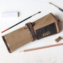 Personalised Leather And Canvas Brush And Pencil Roll, thumbnail 2 of 8