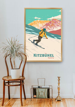 Kitzbühel Ski Resort Austria Travel Poster Art Print, 4 of 8