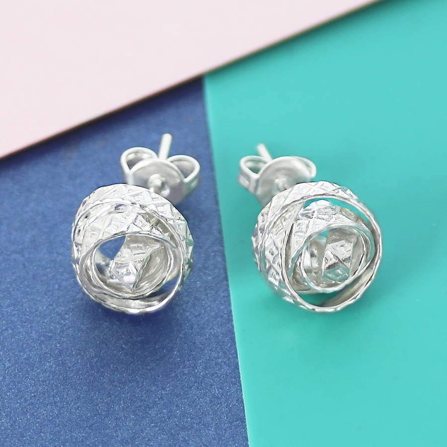 Engraved Silver Wire Wred Stud Earrings By Otis Jaxon Engraved Silver Wire Wred Stud Earrings