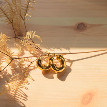Chunky Gold C Shape Hoop Earrings 30mm Statement Style, 4 of 6