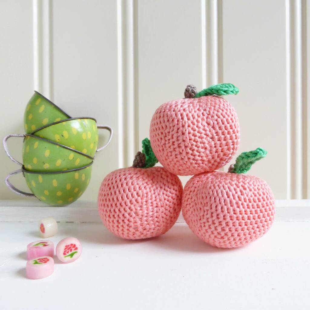 Crocheted Peach Fruit Play Food, 1 of 5