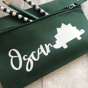 Personalised Child's Name Dinosaur School Pencil Case, 2 of 3