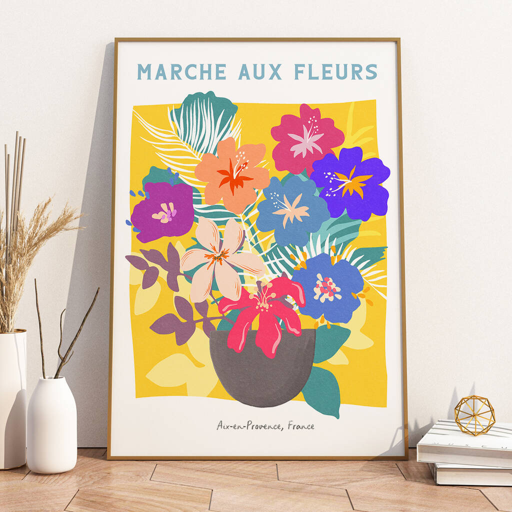 Contemporary Style Flower Market Print In Yellow, 1 of 2
