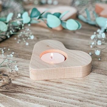 Set Of Two Love Heart Wooden Tealight Holders, 5 of 6