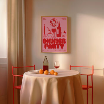 Dinner Party Print | Music Poster | Home Decor | Food | Illustration | Record | Bar | Trendy | Retro | Kitchen Dining Room | Mid Century, 4 of 8