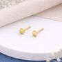 Gold Plated Sterling Silver Disc Micro Stud Earrings – 3mm, thumbnail 1 of 7
