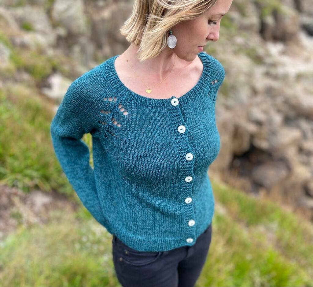 The Hand Knitted Seren Turquoise Cardigan, 1 of 4