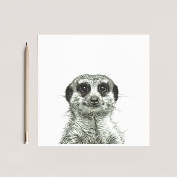 Myra The Meerkat Luxury Blank Greeting Card, 2 of 7