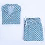 Blue Geometric Boxy Organic Cotton Matching Pyjama Set, thumbnail 8 of 9