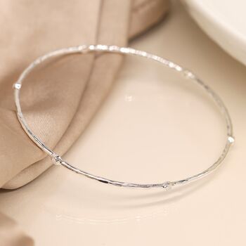 Hammered Sterling Silver Bangle With White Opals, 4 of 7
