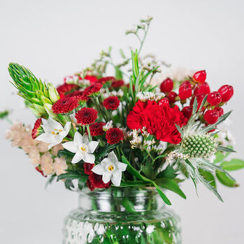 Fresh Flower Christmas Posy With Card And Vase Gift, 2 of 5