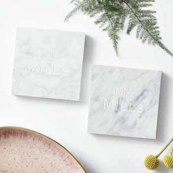 Personalised Mr And Mrs Marble Coasters, 3 of 6