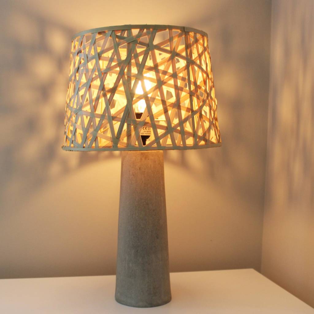 Concrete Base Lamp With Rattan Shade By Lime Tree London