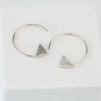 Sterling Silver Triangle Open Hoop Earrings, 2 of 4