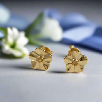 Forget Me Not Gold Vermeil Stud Earrings, 2 of 10