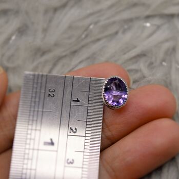 Purple Amethyst Sterling Silver Studs, 6 of 12