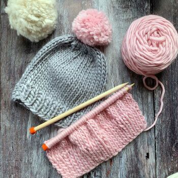 Classic Merino Wool Beanie Hat Diy Knitting Kit, 4 of 6
