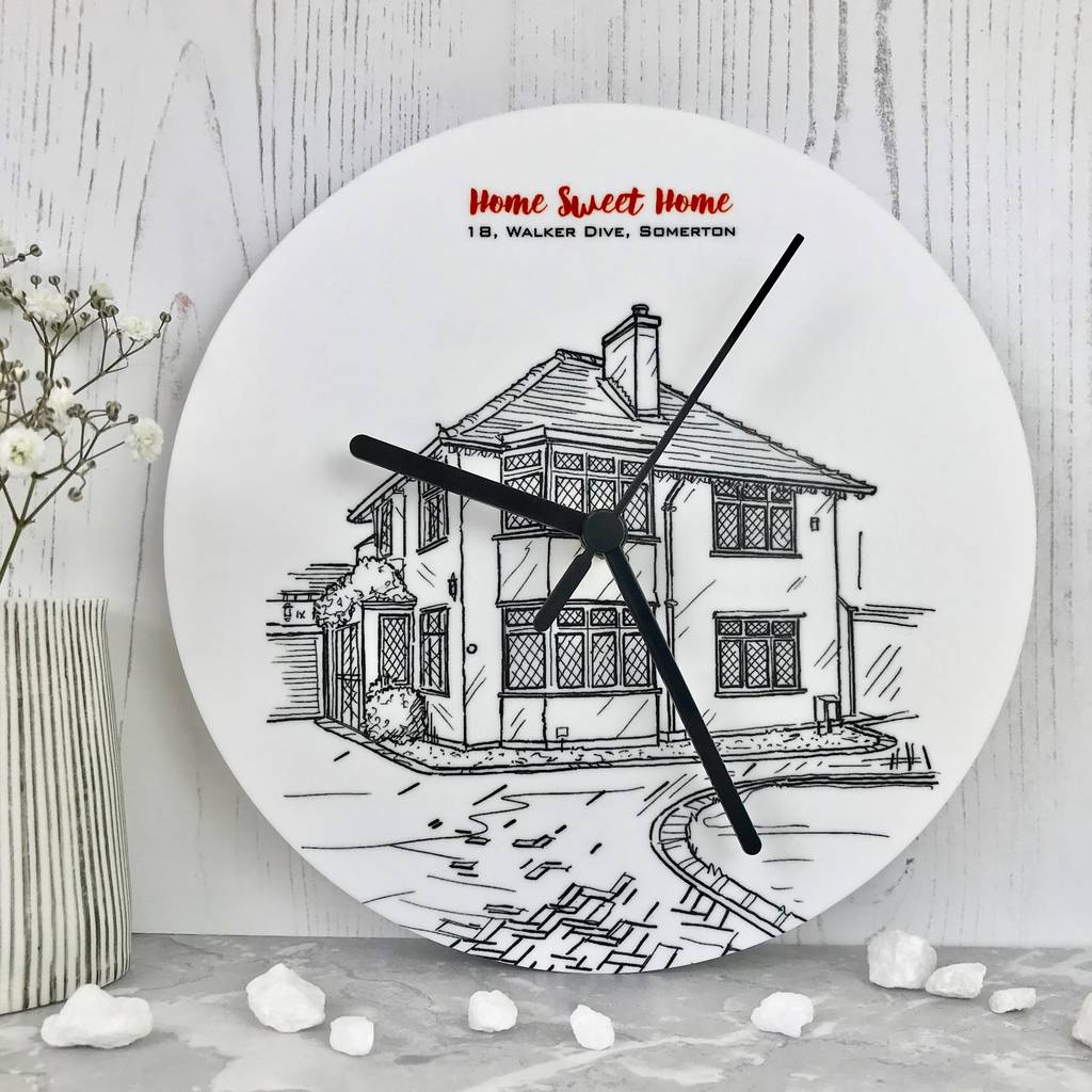 Personalised House Portrait Clocks By Adam Regester Design
