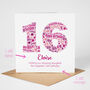 Pink Star Personalised 16th Birthday Card, thumbnail 4 of 4