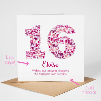 Pink Star Personalised 16th Birthday Card, 4 of 4