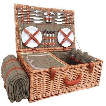 Personalised Four Person Wicker Cooler Picnic Basket, 2 of 6