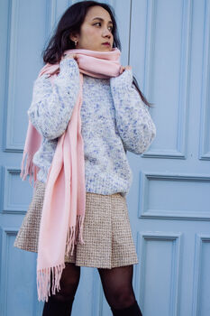 Baby Pink Cashmere Blend Colour Block Scarf, 5 of 8