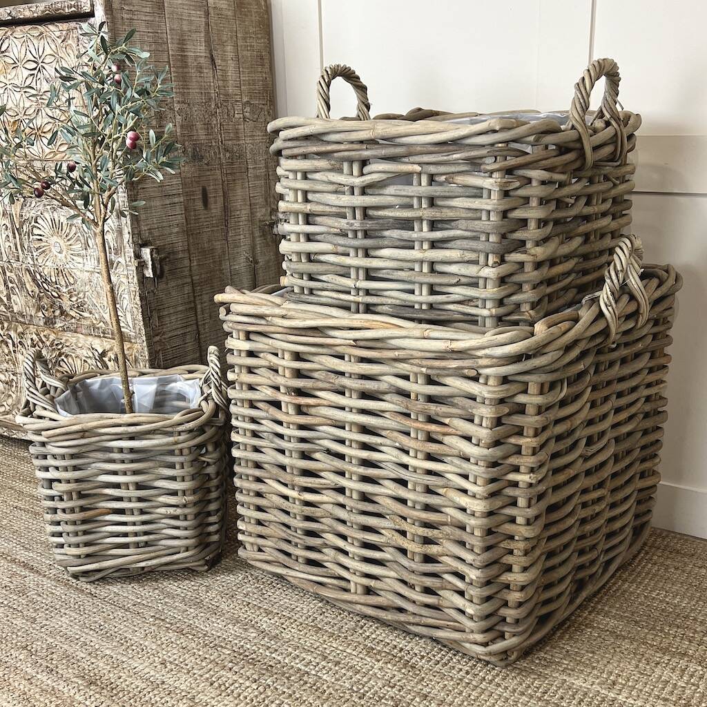 Chunky Wicker Baskets With Liner By Cowshed Interiors ...