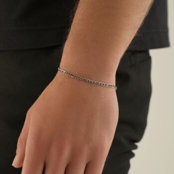 Mens 3mm Silver Steel Figaro Bracelet For Men, 5 of 7