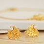 Gold Plated Leaf Pearl Bracelet, thumbnail 7 of 9