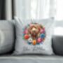 Personalised Labradoodle Summer Floral Dog Wreath Cushion And Mug Gift Bundle, thumbnail 4 of 4